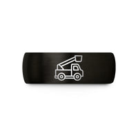 ladies tungsten ring – black & gold tungsten utility bucket truck wedding band