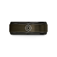 women's tungsten rings – gunmetal & black tungsten cog wedding band