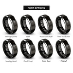 font options for inside engraving on black & gray wood block mallet rings