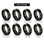 font options for inside engraving on black & silver wood chisel rings