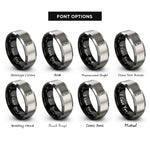 font options for inside engraving on black & grey wood chisel rings