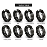 font options for inside engraving on black & silver wood duck rings