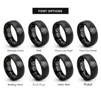 font options for inside engraving on black wood logs rings