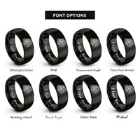 font options for inside engraving on black wood logs rings