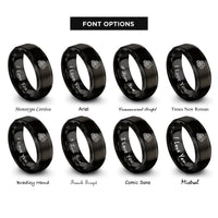 font options for inside engraving on black wood logs rings