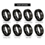 font options for inside engraving on black wood logs rings