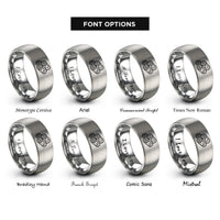 font options for inside engraving on gray wood logs rings