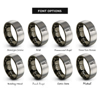 font options for inside engraving on gunmetal & silver wood screw rings