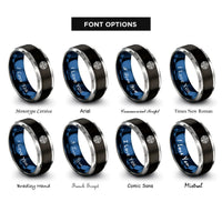 font options for inside engraving on black & blue & silver wooden bullseye rings
