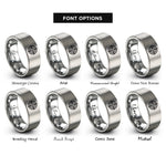 font options for inside engraving on gray wooden bullseye rings