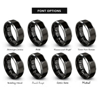 font options for inside engraving on black & silver wooden burnisher rings