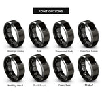 font options for inside engraving on black & gray wooden cutting board rings