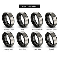 font options for inside engraving on black & silver wooden cutting board rings