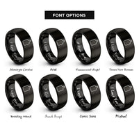 font options for inside engraving on black wooden cutting board rings