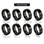 font options for inside engraving on black wooden stake rings