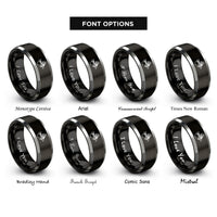 font options for inside engraving on black & gray woolly bugger rings