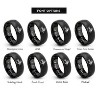 font options for inside engraving on black woolly bugger rings
