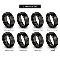 font options for inside engraving on black work boots rings