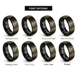 font options for inside engraving on gunmetal & black work boots rings