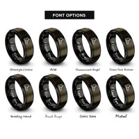 font options for inside engraving on gunmetal & black work boots rings