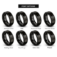 font options for inside engraving on black work gloves rings