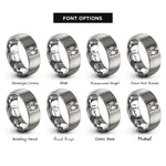 font options for inside engraving on grey work gloves rings
