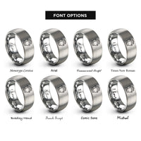 font options for inside engraving on gray work gloves rings