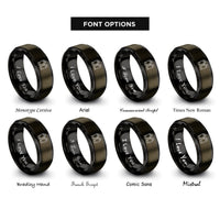 font options for inside engraving on gunmetal & black work gloves rings