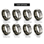 font options for inside engraving on gunmetal & silver work gloves rings