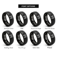 font options for inside engraving on black workbench rings