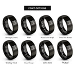 font options for inside engraving on black workbench rings