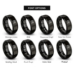 font options for inside engraving on black workbench rings