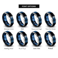 font options for inside engraving on blue & gray world arrow rings