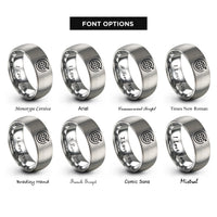 font options for inside engraving on silver world arrow rings