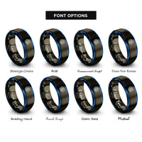 font options for inside engraving on gunmetal & blue world arrow rings