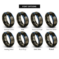 font options for inside engraving on gunmetal & blue world arrow rings