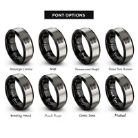 font options for inside engraving on black & grey world courthouse rings