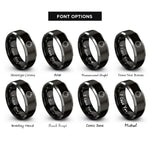 font options for inside engraving on black & grey world serpent rings