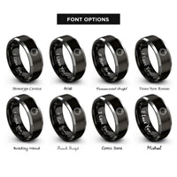 font options for inside engraving on black & grey world serpent rings