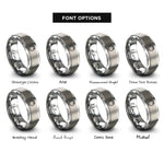 font options for inside engraving on grey world serpent rings