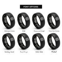 font options for inside engraving on black world serpent knot rings