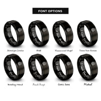 font options for inside engraving on black world serpent knot rings