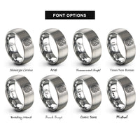 font options for inside engraving on silver world serpent knot rings