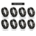 font options for inside engraving on black & silver wreath branches rings