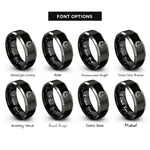 font options for inside engraving on black & grey wreath star rings