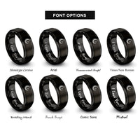 font options for inside engraving on black wreath star rings