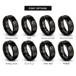 font options for inside engraving on black wreath star rings