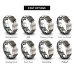 font options for inside engraving on grey wreath star rings
