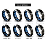 font options for inside engraving on black & blue & grey wreck porthole compass rings