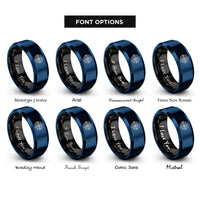 font options for inside engraving on black & blue wreck porthole compass rings